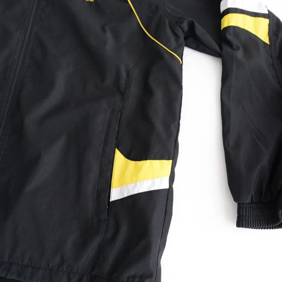 Vintage 90s Derby Black And Yellow Zip Up Nylon Windbreaker  Jacket 2XL - Picture 6 of 12